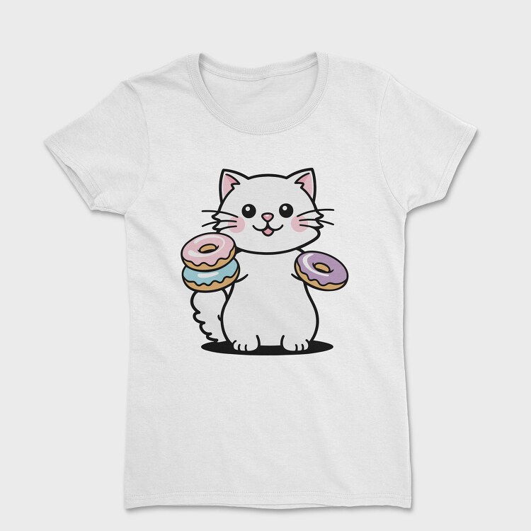 Cat And Donuts White Kitty, Tricou Femei