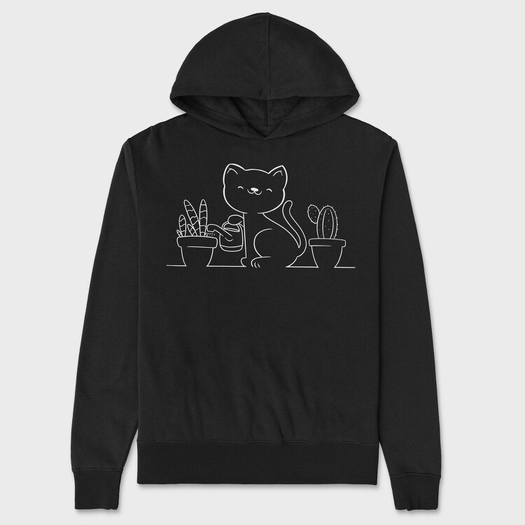 Cat And Plants (2), Hanorac Oversize Barbati (Unisex)