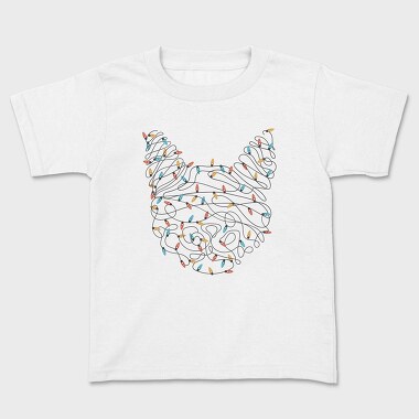 Cat Christmas Lights Silhouette With, Tricou Copii