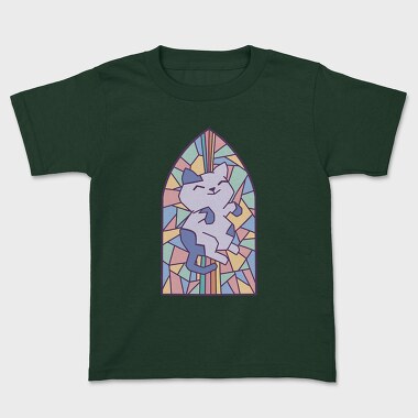 Cat In Church Window Style Py, Tricou Copii