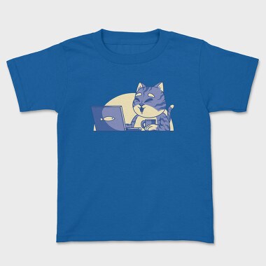 Cat In Front Of Computer, Tricou Copii