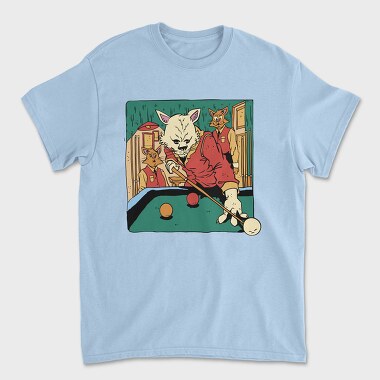 Cat Playing Billiards Biliard, Tricou Barbati (Unisex)