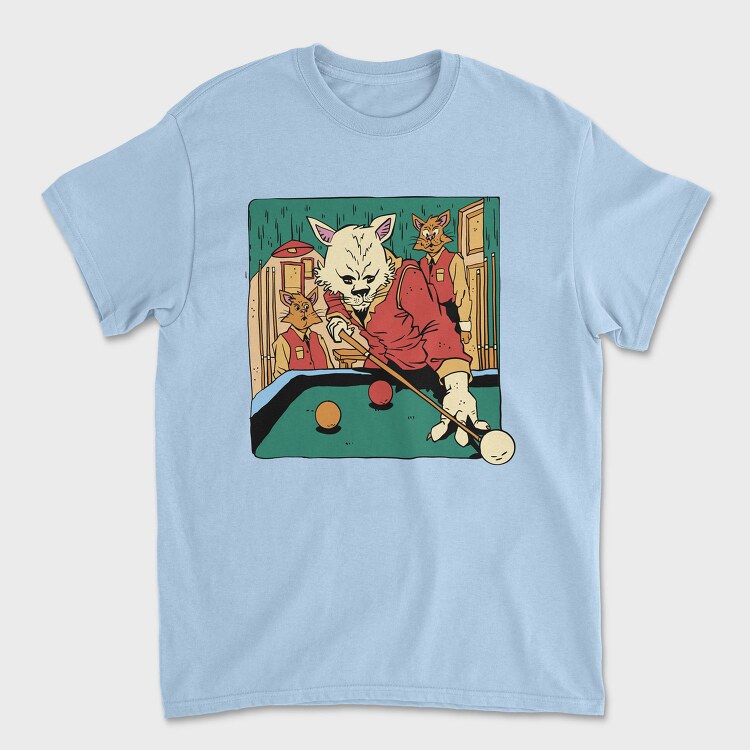 Cat Playing Billiards Biliard, Tricou Barbati (Unisex)