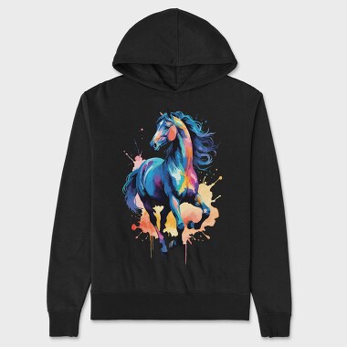 Eye Catching Watercolor Horse, Hanorac Oversize Barbati (Unisex)