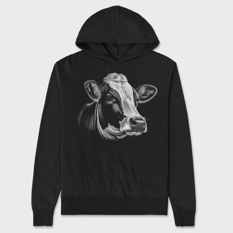 Farm Cow Portrait, Hanorac Oversize Barbati (Unisex)
