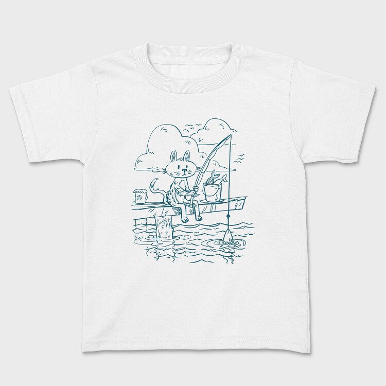 Fishing Cat Doodle, Tricou Copii