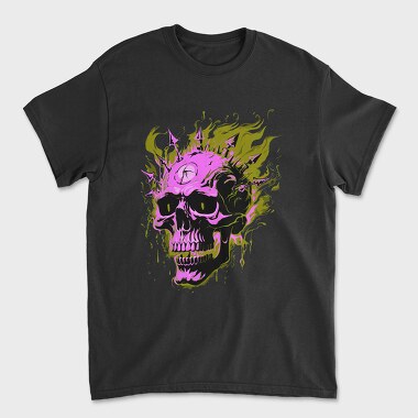 Flaming Punk Skull, Tricou Barbati (Unisex)