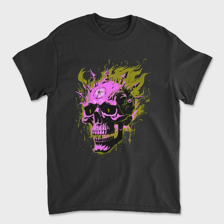 Flaming Punk Skull, Tricou Barbati (Unisex)