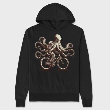 Octopus On Bicycle Ride, Hanorac Oversize Barbati (Unisex)