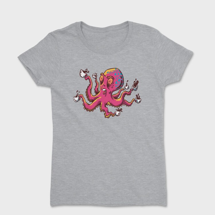 Octopus With Coffee Cups, Tricou Femei