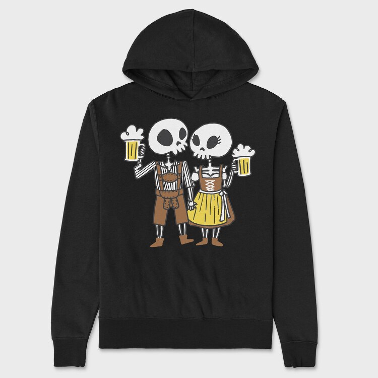 Oktoberfest Skeleton Couple, Hanorac Oversize Barbati (Unisex)
