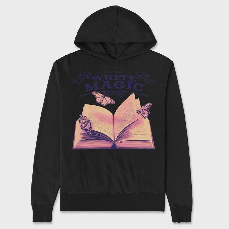 Open Book And Butterflies White Magic Tote, Hanorac Oversize Barbati (Unisex)