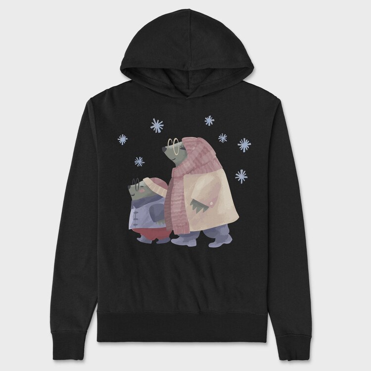 Otter Animal Family Winter Mug 03, Hanorac Oversize Barbati (Unisex)