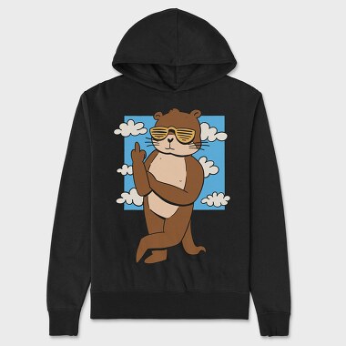 Otter Animal With Cool Sunglasses, Hanorac Oversize Barbati (Unisex)