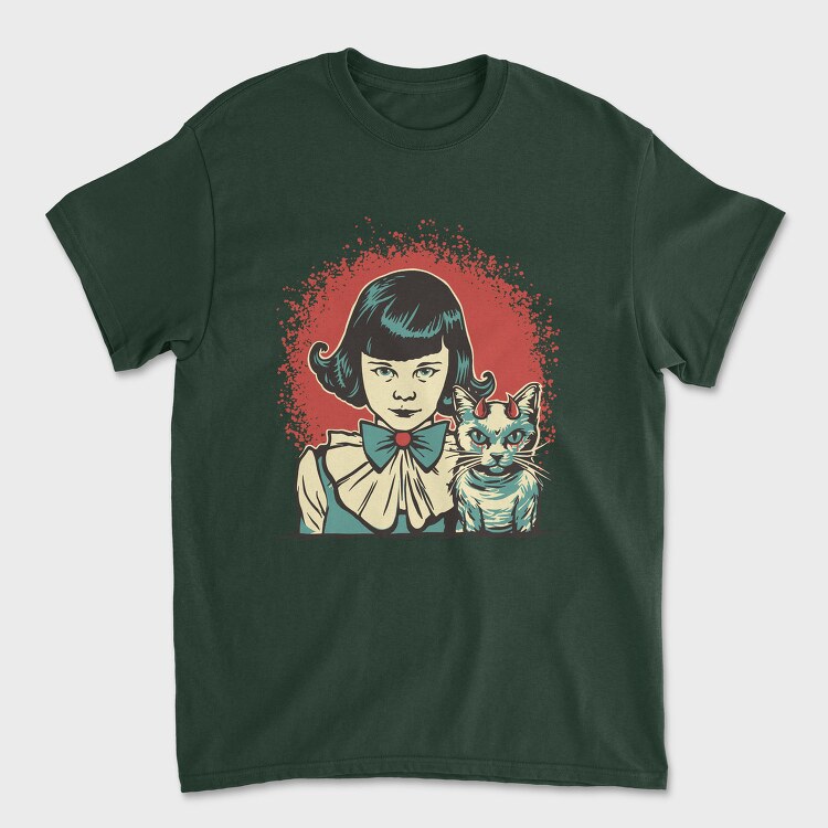 Diabolic Girl And Cat, Tricou Barbati (Unisex)