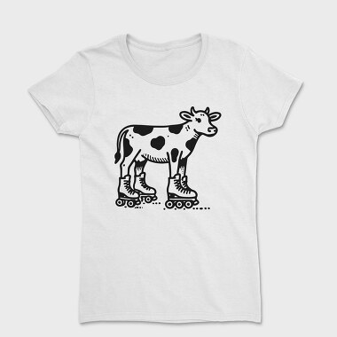 Funny Cow In Skate Rollers, Tricou Femei