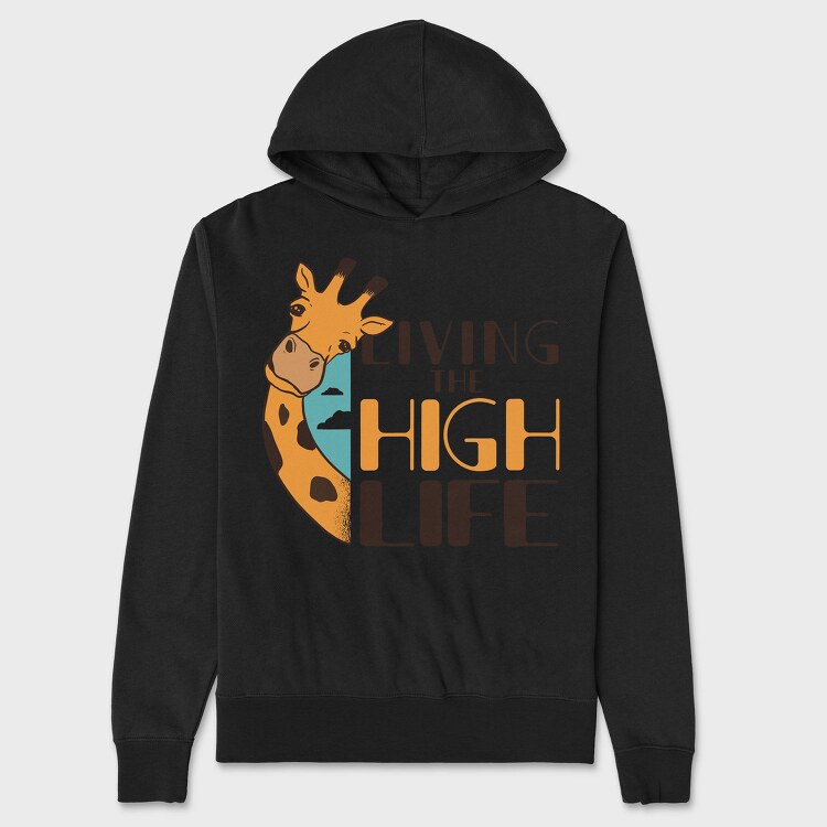 Funny Giraffe Quote High Life, Hanorac Oversize Barbati (Unisex)