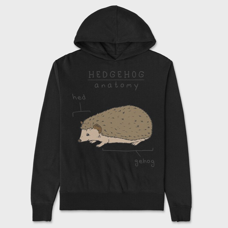 Funny Hedgehog Anatomy Meme, Hanorac Oversize Barbati (Unisex)