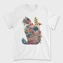 Floral Cat Silhouette Flower, Tricou Barbati (Unisex)