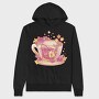 Floral Cup Of Tea Pink Kawaii, Hanorac Oversize Barbati (Unisex)