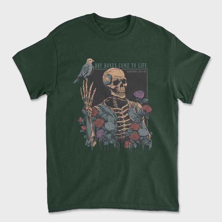 Floral Skeleton With A Bird Dove Life, Tricou Barbati (Unisex)