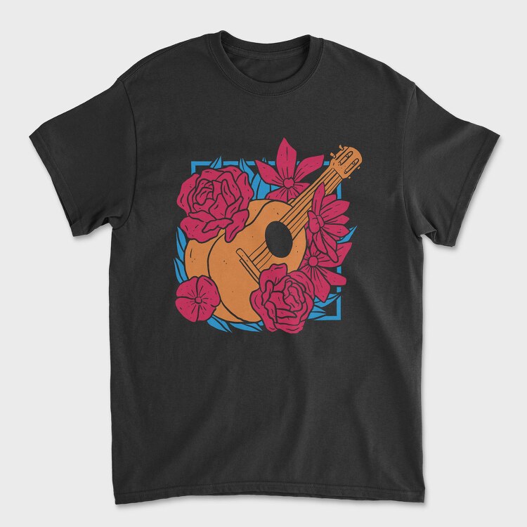 Flower Guitar Uke Flowers, Tricou Barbati (Unisex)