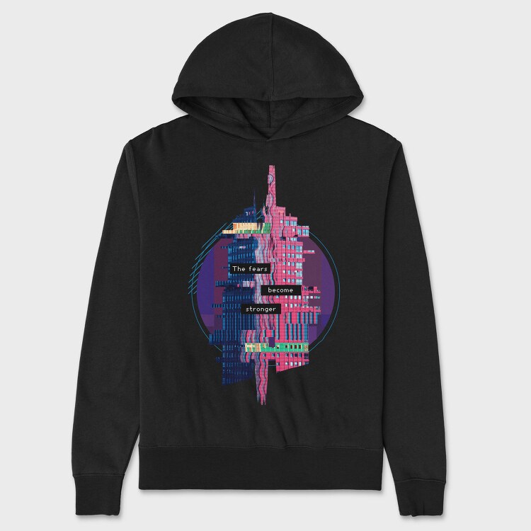 Glitch Quote And Building, Hanorac Oversize Barbati (Unisex)