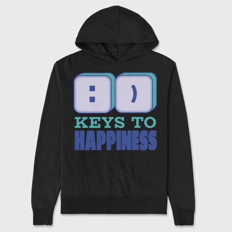 Smile Keys To Happiness Quote, Hanorac Oversize Barbati (Unisex)