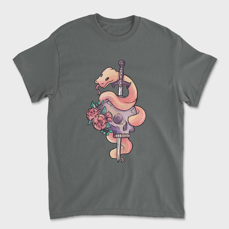 Snake With Sword And Skull Pastel Gothic, Tricou Barbati (Unisex)