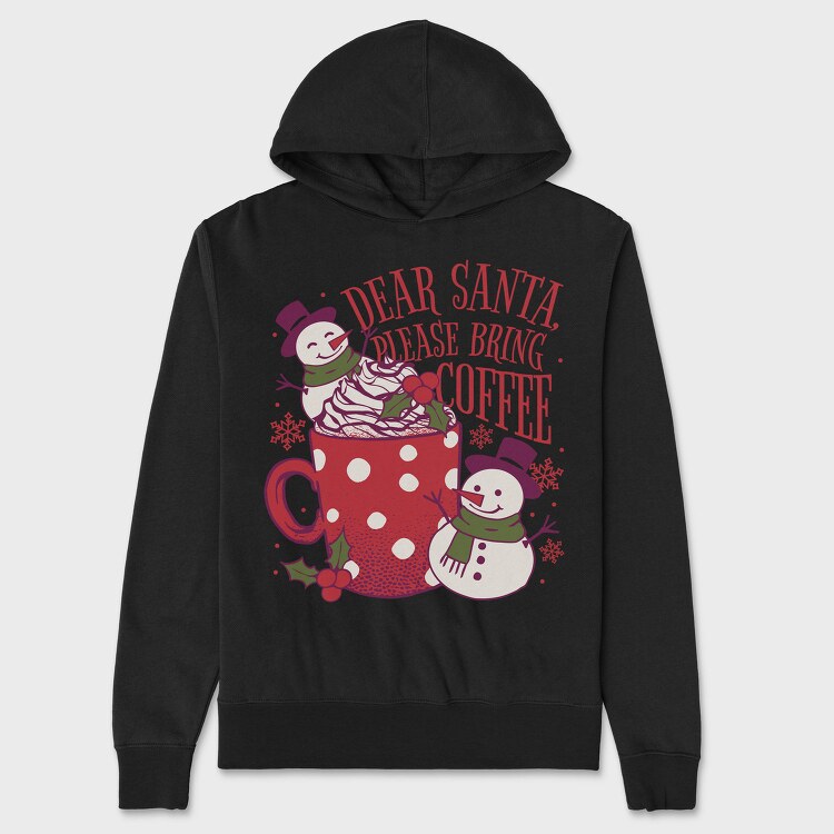 Snowman Coffee Dear Santa, Hanorac Oversize Barbati (Unisex)