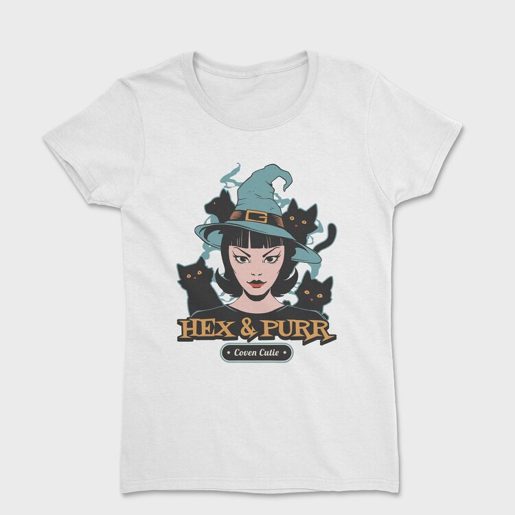 Spooky Witch And Cats Coven Halloween, Tricou Femei