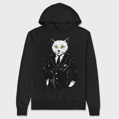 Gangster Cat In A Suit, Hanorac Oversize Barbati (Unisex)