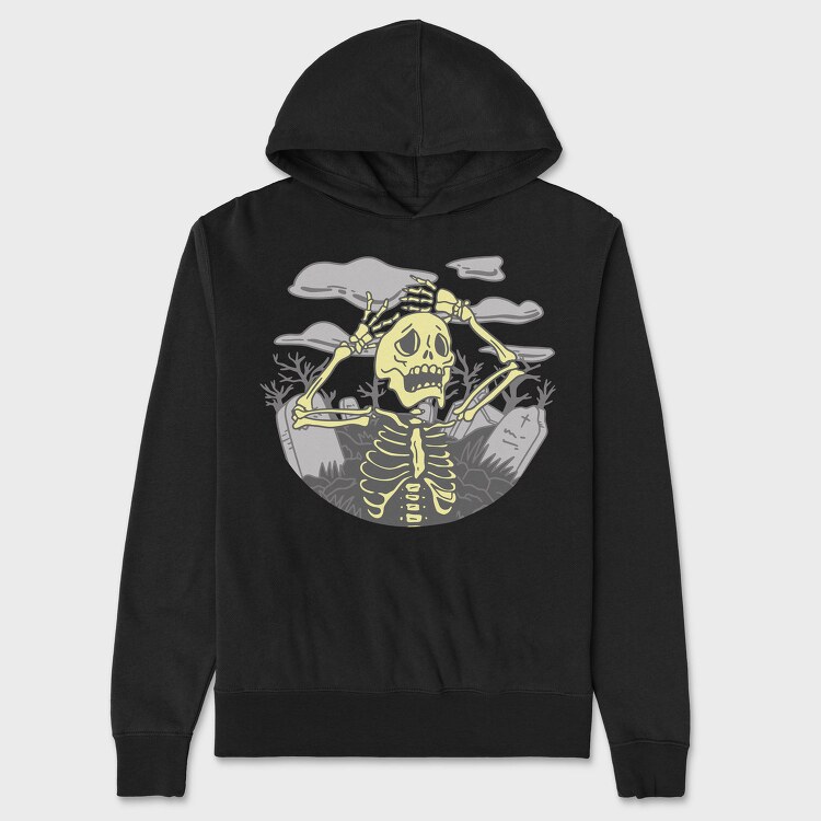 Graveyard Skeleton Unhappy Squeleton In A, Hanorac Oversize Barbati (Unisex)