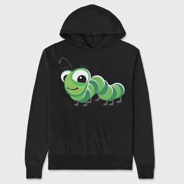 Green Caterpillar Smile, Hanorac Oversize Barbati (Unisex)