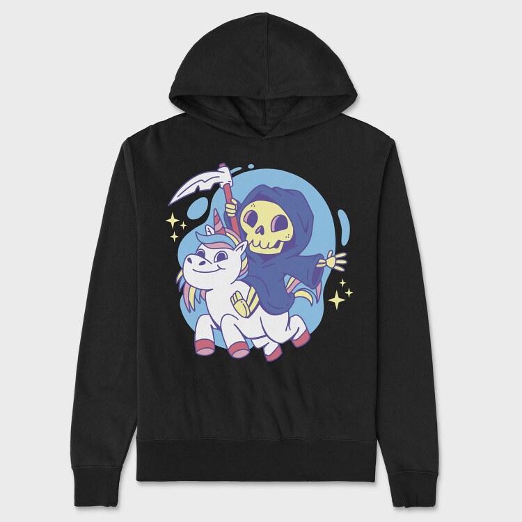 Grim Reaper On Unicorn, Hanorac Oversize Barbati (Unisex)