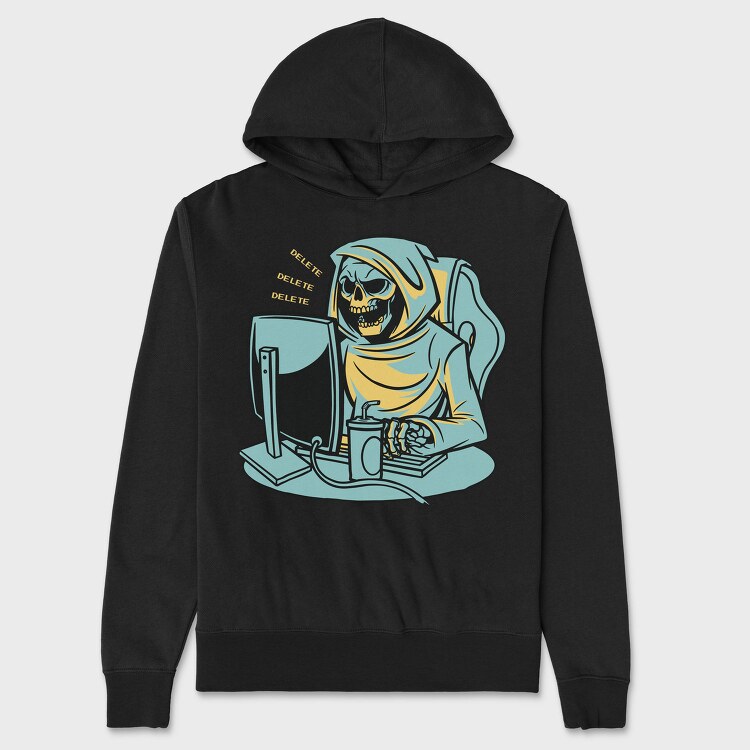 Grim Reaper Working From Home Skull, Hanorac Oversize Barbati (Unisex)