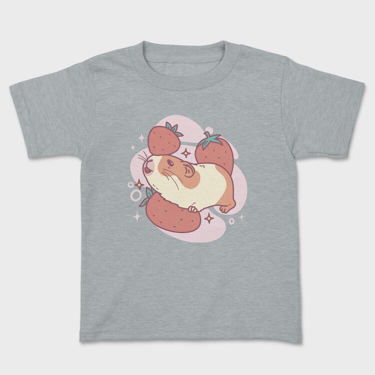 Guinea Pig And Strawberries Kawaii With, Tricou Copii