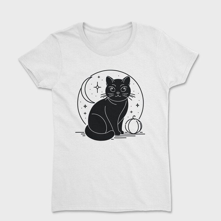 Halloween Mystical Black Cat, Tricou Femei