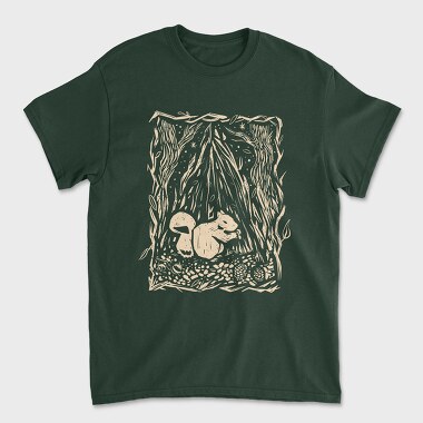 Squirrel Animal In Forest Lino Art, Tricou Barbati (Unisex)