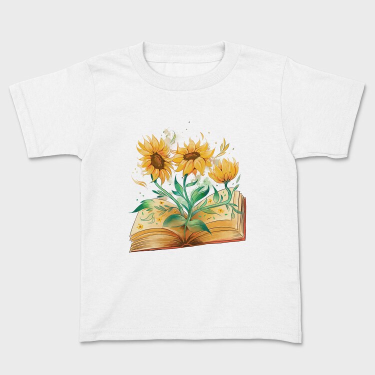 Sunflowers Coming Out Of Book Watercolor, Tricou Copii