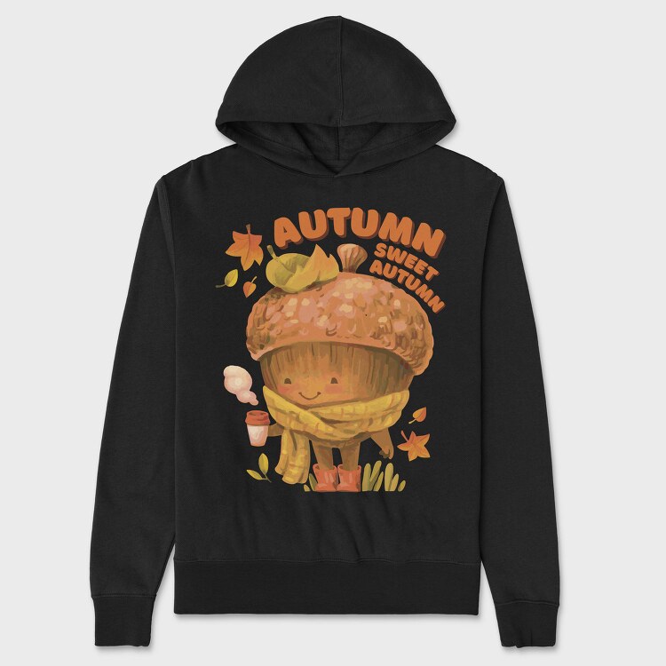Sweet Autumn Acorn Cozy Coffee Character, Hanorac Oversize Barbati (Unisex)
