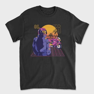 Synthwave Motorcyclist, Tricou Barbati (Unisex)
