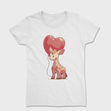 Giraffe With Heart Balloon Baby Hearth, Tricou Femei