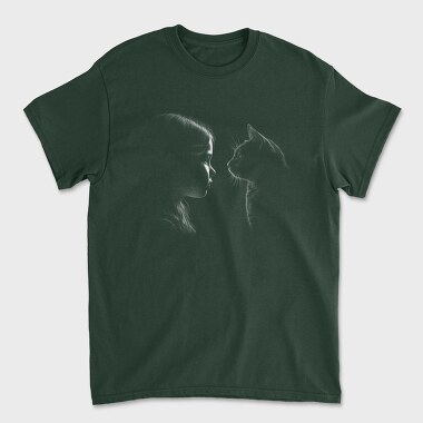 Girl And A Cat Silhouette, Tricou Barbati (Unisex)