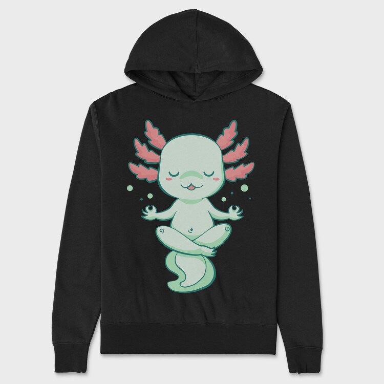 Kawaii Axolotl Meditating, Hanorac Oversize Barbati (Unisex)