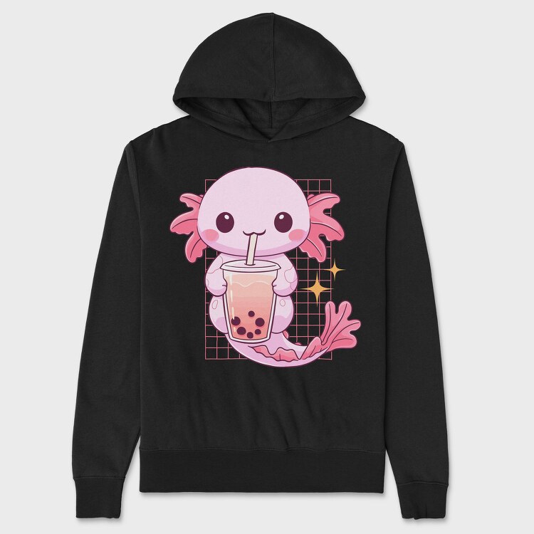 Kawaii Axolotl Mermaid Boba Tea Tote, Hanorac Oversize Barbati (Unisex)