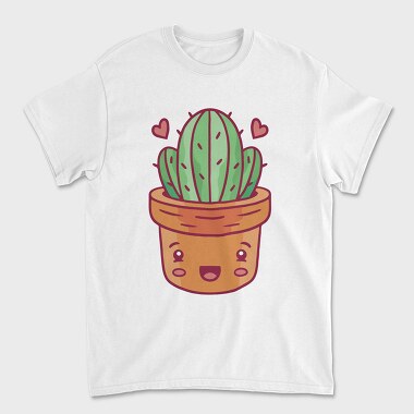 Kawaii Cactus In A Pot, Tricou Barbati (Unisex)