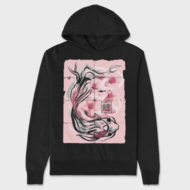 Koi Fish Animal Sakura Flowers, Hanorac Oversize Barbati (Unisex)
