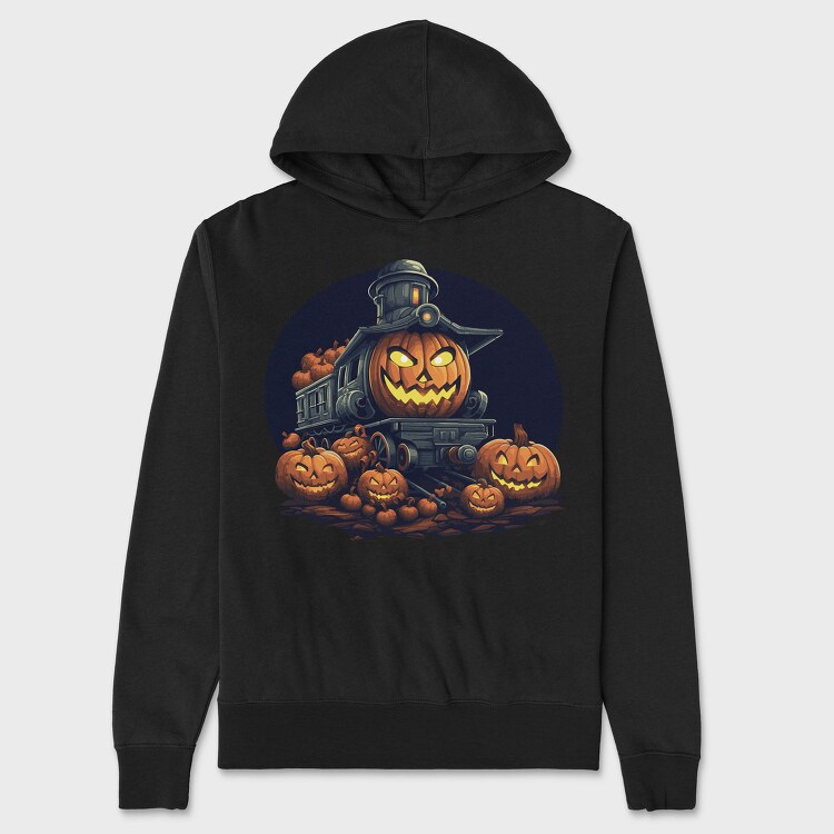Halloween Pumpkin Train King, Hanorac Oversize Barbati (Unisex)