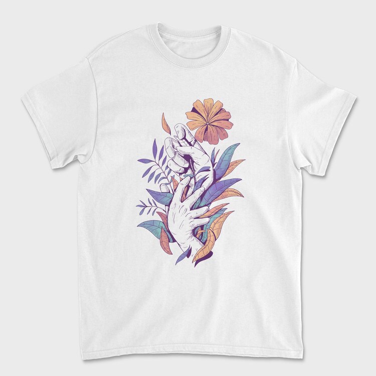 Hands Holding Leaves And Flowers Plants 08, Tricou Barbati (Unisex)